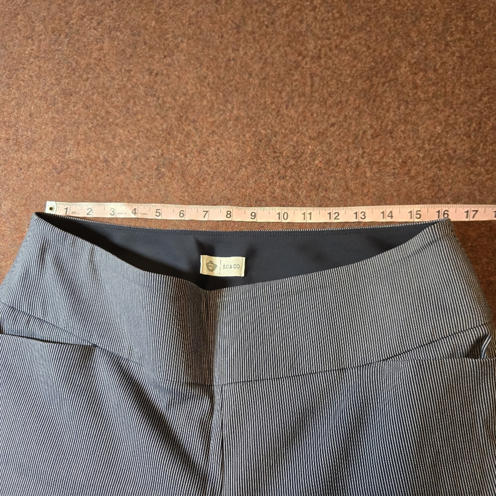 S.C. & Co Wide Leg Crop Pant In Blue & White Pinstripe Size Large Flex Waist - Picture 5 of 10